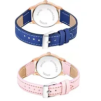 Medboo Black Roman Dial Blue and Pink Leather Belt Combo Women and Girls Watch-thumb2