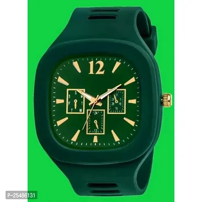 Medboo Green Square PU Men and Women Watch-thumb0