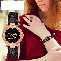 HRV Queen Dial Black Leather Belt  Watch For Girls-thumb1