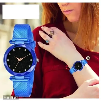 Medboo Diamond 12 Dial Blue Pu Meg Cash Girls and Women Analog Watch-thumb0