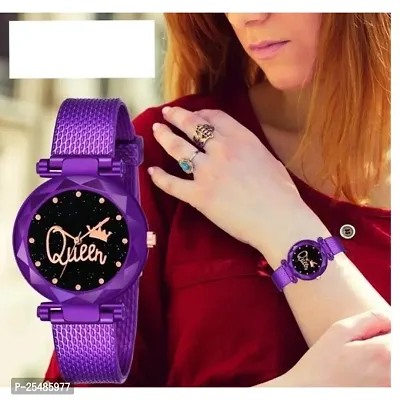 Medboo Queen Dial Purple Pu Meg Cash Girls and Women Analog Watch-thumb0