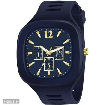 Medboo Blue Crono Sport Square PU Men and Boys kids Watch-thumb2