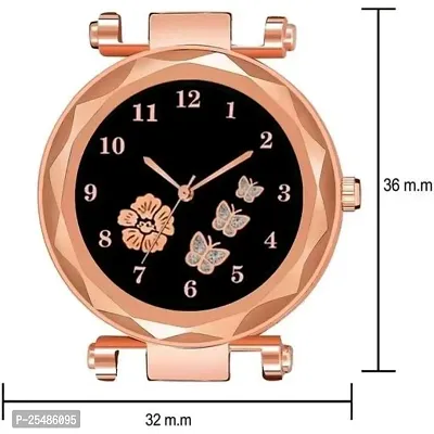 Medboo Three Butter And Rose Dial Pink Leather Belt Girls and Women Analog Watch-thumb4