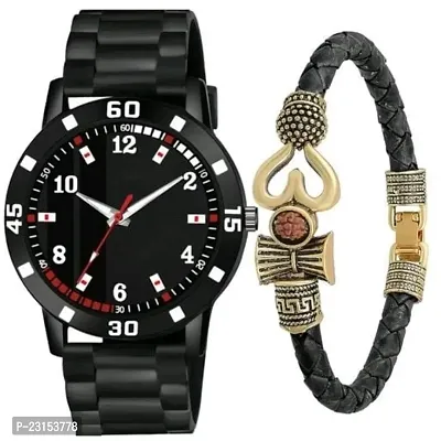 Stylish Black Metal Analog Watches For Men Watch With Bracelet