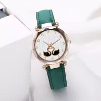 HRV Green Slim Dial Leather Belt Women Watch  Girls-thumb1