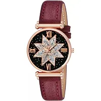 Medboo Black Star Dial Rose Rl Cash Leather Belt Analog Women and Girls Watch-thumb1