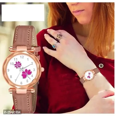 Medboo Pink Bty Dial Peach Leather Belt Rose Cash Girls and Women Analog Watch-thumb0