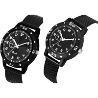 JMV Crono Black Print dial Pu Couple Men And Women Watch-thumb1