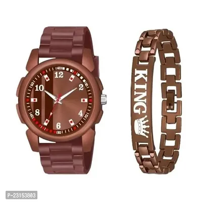 Stylish Brown Metal Analog Watches For Men Watch With Bracelet-thumb0