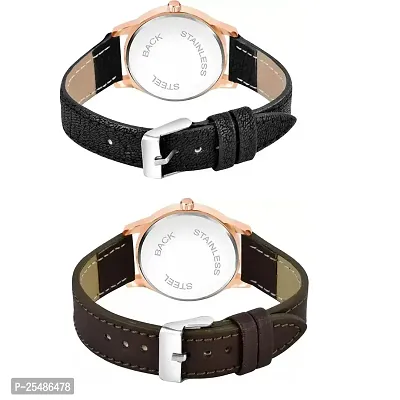 Medboo Black Roman Dial Black and Brown Leather Belt Combo Women and Girls Watch-thumb3