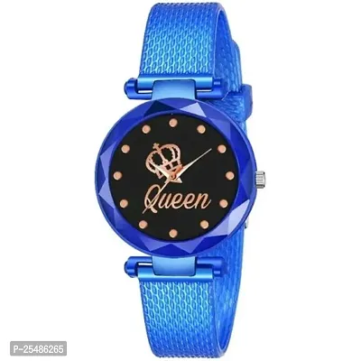 Medboo New Queen Dial Blue Pu Analog Women and Girls Watch-thumb0