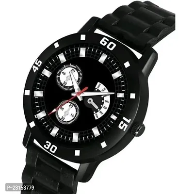 Stylish Black Metal Analog Watches For Men Watch With Bracelet-thumb3