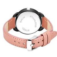 Medboo New Queen Dial Diamond Black Cash Peach Belt Women and Girls Watch-thumb2