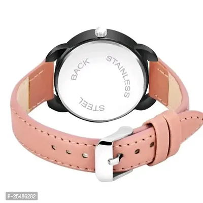 Medboo New Queen Dial Diamond Black Cash Peach Belt Women and Girls Watch-thumb3