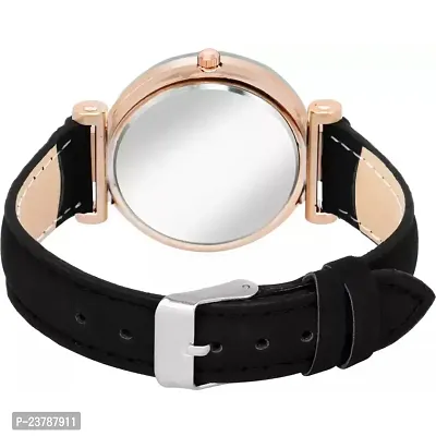 HRV Black Flower Dial Black Leather Belt Women Watch-thumb4