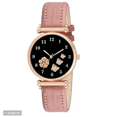 Medboo Butter And Rose Dial Rl Cash Pink Leather Girls and Women Watch-thumb0