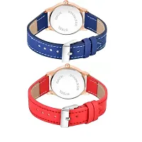 Medboo Black Roman Dial Blue and Red Leather Belt Combo Women and Girls Watch-thumb2