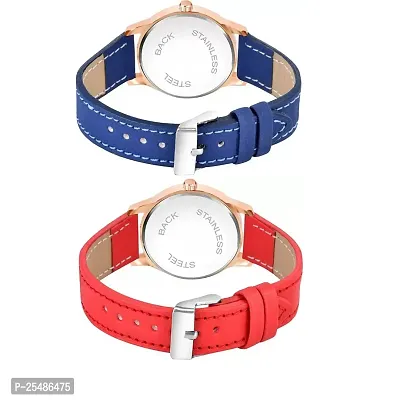 Medboo Black Roman Dial Blue and Red Leather Belt Combo Women and Girls Watch-thumb3