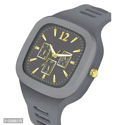 Medboo Grey Crono Square PU Men and Boys kids Watch-thumb3