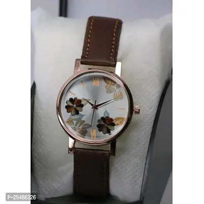 Medboo Brown Leather Analog Women and Girls Watch-thumb0