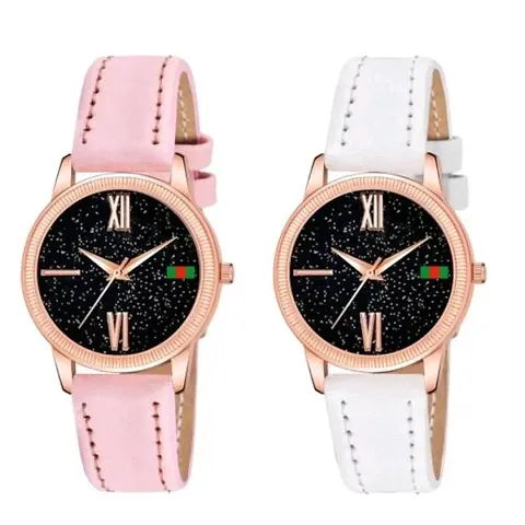 HRV Roman Dial and Leather Belt Combo Women and Girls Watch