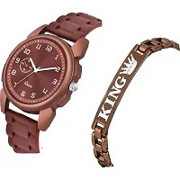 Stylish Brown Metal Analog Watches For Men Watch With Bracelet-thumb1