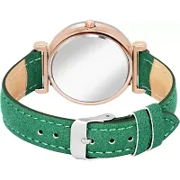 HRV Black Flower Dial Green Leather Belt Women Watch-thumb3