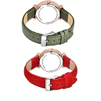 Medboo Black Birds Dial Green And Red Leather Belt Analog Women and Girls Watch-thumb2