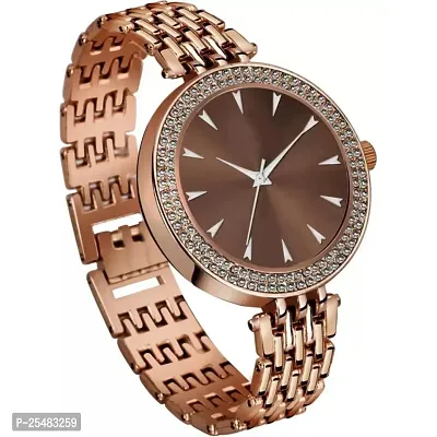 Medboo Brown Diamond Cash Metal Analog Girls and Women Watch