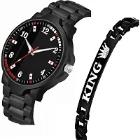 Stylish Black Metal Analog Watches For Men Watch With Bracelet-thumb1