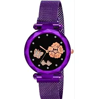 Medboo Rose And Bty Dial Meg Cash Purple Megnet Belt Girls and Women Analog Watch-thumb1