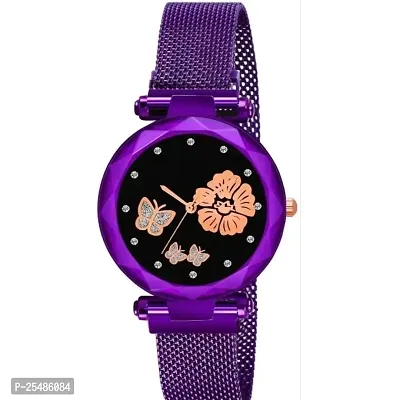 Medboo Rose And Bty Dial Meg Cash Purple Megnet Belt Girls and Women Analog Watch-thumb2