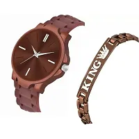 Stylish Brown Metal Analog Watches For Men Watch With Bracelet-thumb1