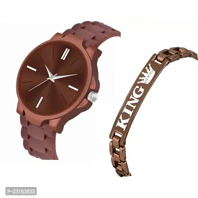 Stylish Brown Metal Analog Watches For Men Watch With Bracelet-thumb2