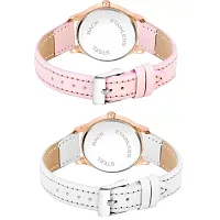 Medboo Black Roman Dial Pink and White Leather Belt Combo Women and Girls Watch-thumb2