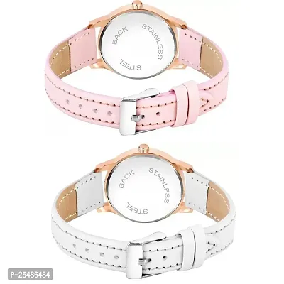 Medboo Black Roman Dial Pink and White Leather Belt Combo Women and Girls Watch-thumb3