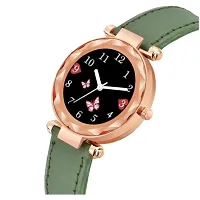 Medboo Rose Cash Green Leather Belt Analog Women and Girls Watch-thumb1