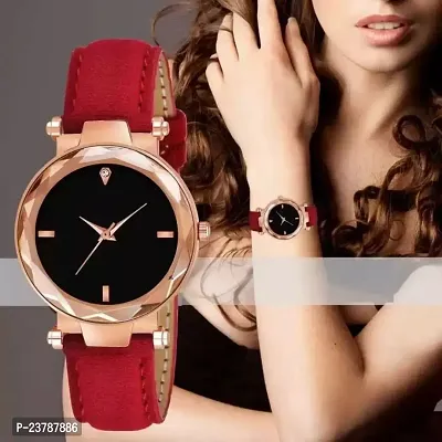 HRV New Stylish Red Leather Belt  Watch