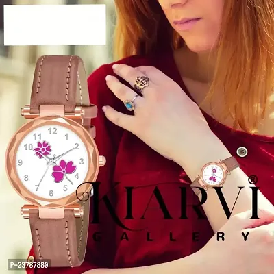 HRV nbsp;Flower Designer Leather Strap  Watch for Girls-thumb2