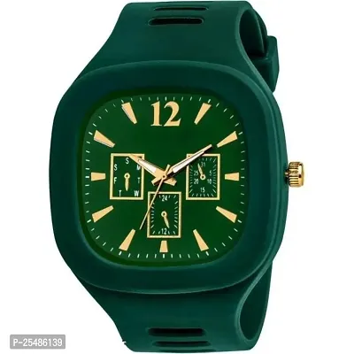 Medboo Crono Green Square PU Men and Women Watch-thumb2