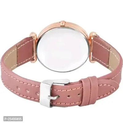 Medboo Three Butter And Rose Dial Pink Leather Belt Girls and Women Analog Watch-thumb3