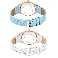 Medboo Black Roman Dial SkyBlue and White Leather Belt Combo Women and Girls Watch-thumb2