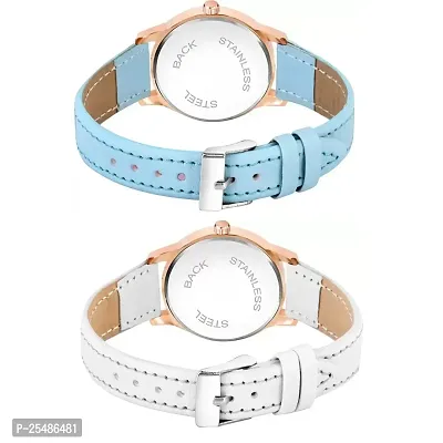 Medboo Black Roman Dial SkyBlue and White Leather Belt Combo Women and Girls Watch-thumb3