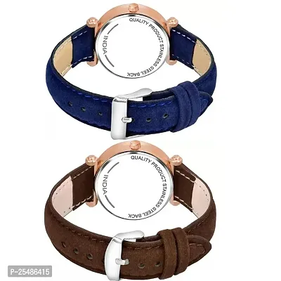 Medboo Black Birds Dial Blue And Brown Leather Belt Analog Women and Girls Watch-thumb3