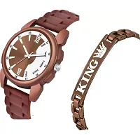 Stylish Brown Metal Analog Watches For Men Watch With Bracelet-thumb1