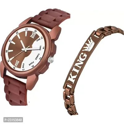 Stylish Brown Metal Analog Watches For Men Watch With Bracelet-thumb2