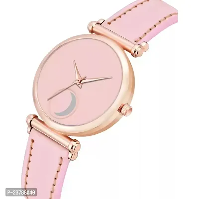 HRV Pink Moon Dial Leather Strap  Watch For Girls-thumb3