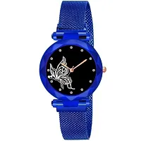 Medboo White Design Bty Dial Blue Megnet Belt Girls and Women Analog Watch-thumb1