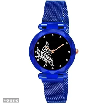 Medboo White Design Bty Dial Blue Megnet Belt Girls and Women Analog Watch-thumb2