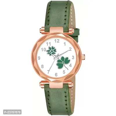 HRV Flower Designer Leather Strap  Watch for Girls